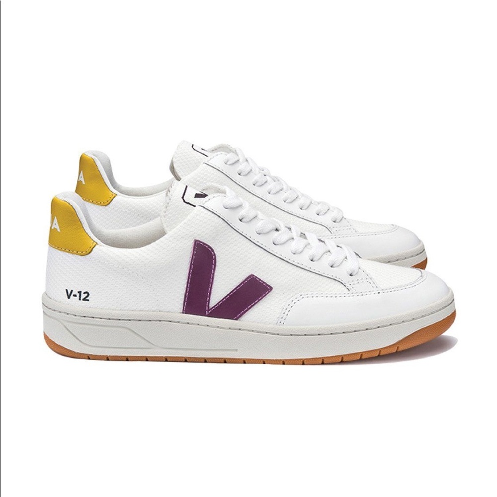 Veja V-12 B-Mesh Shoes - White/ Berry / Yellow